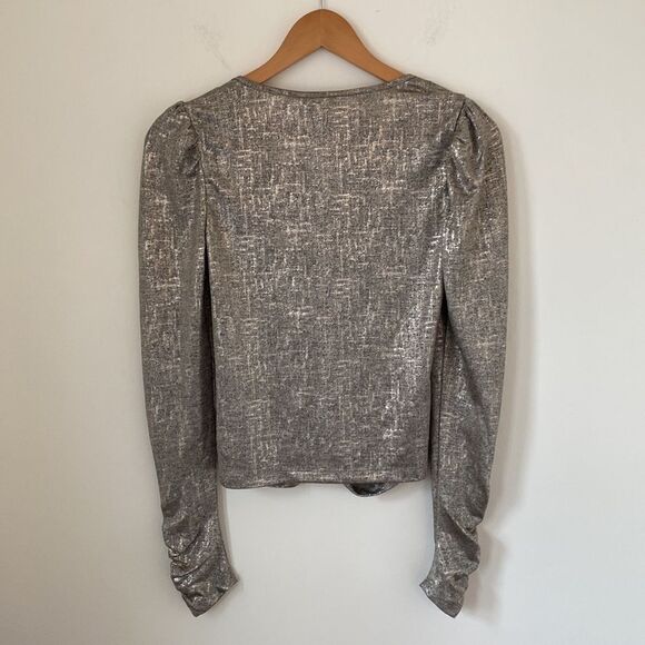 NWT RACHEL ZOE V-Neck Ruche Puff Sleeve Top - Picture 5 of 12